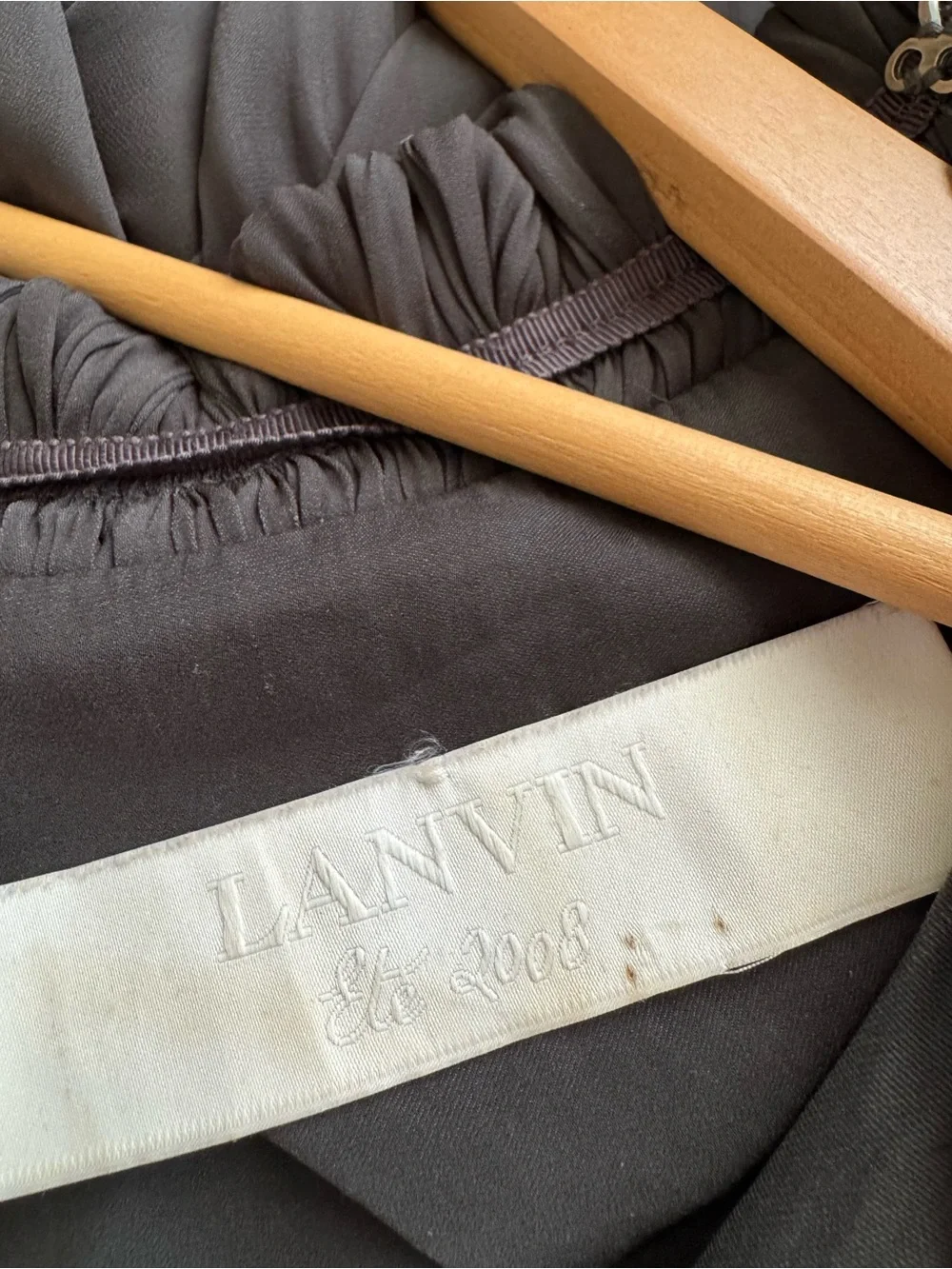 Lanvin Pleated Gathered Charmeuse Dress Grey Size 38 - Picture 9 of 9